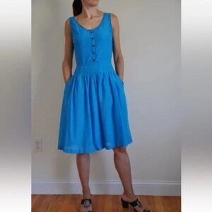 BURBERRY Silk Blend Sleeveless Snap Front Dress in Turquoise size US 10